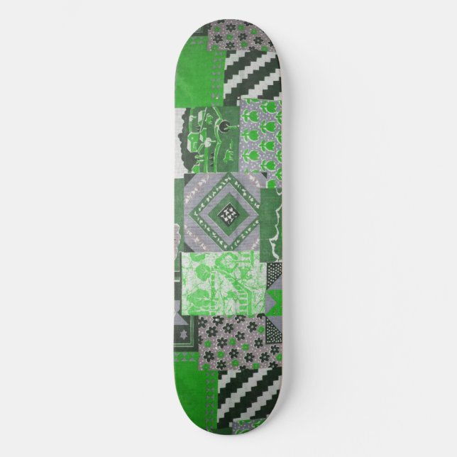Grüne Patchwork-Skateboard-Platine Skateboard (Vorderseite)