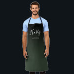 Grüne personalisierte Hubby-Schürze Schürze<br><div class="desc">Modernes Hubby-Skript und Namensdesign in Schwarz,  Grün und Weiß,  einfach und einzigartig. Große personalisierte Geschenke oder Jubiläumsgeschenke.</div>
