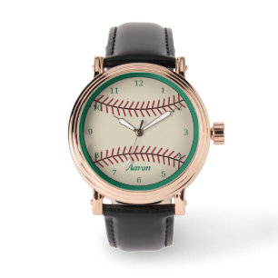 Grüne personalisierte klassische Baseball-Uhr Armbanduhr