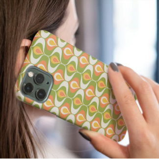 Grüne Pfirsichschmuck Ogee Mitte Jahrhundert Moder iPhone 16 Hülle