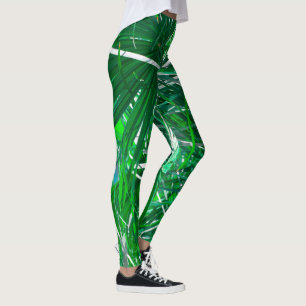 Grüne Pflanze aus Palmen Blätter pastellfarben Leggings