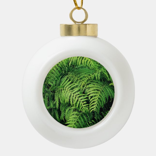 Grüne Pflanze Keramik Kugel-Ornament (Vorderseite)