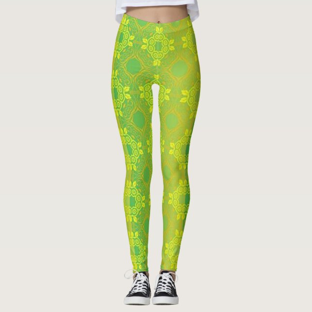 Grüne Pflanze Leggings (Vorderseite)