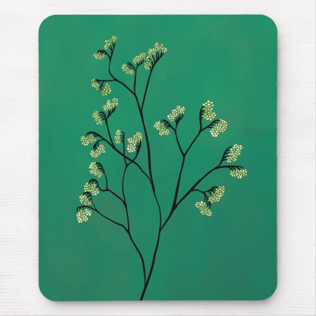 Grüne Pflanze Minimalistisch Botanische Kunst Mousepad (Vorne)