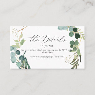 Grüne Pflanzen Eukalyptus+Luxe Kalligrafie Details Visitenkarte