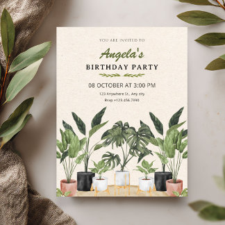 Grüne Pflanzen Geburtstag Einladung