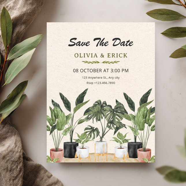 Grüne Pflanzen Hochzeit Save The Date (Von Creator hochgeladen)
