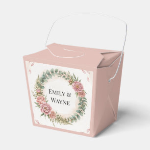 Grüne Pflanzen Mit Rosa Blüten Romantische Hochzei Geschenkschachtel