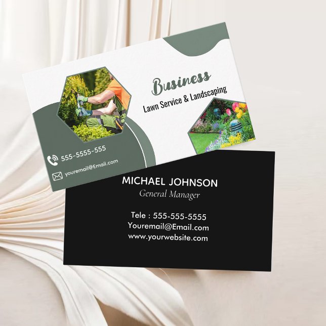Grüne Pflege und Landschaftsschutz Visitenkarte (Sage Green Lawncare & Landscaping Service Business Card)