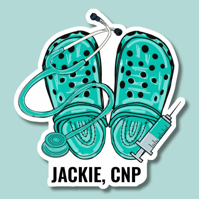 Grüne Pflegekleber und Spritzen Monogramm wasserdi Aufkleber (Von Creator hochgeladen)