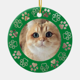 Grüne Pfote Custom Cat Foto Keramik Ornament