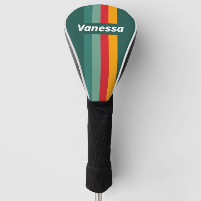 Grüne Pin-Stripierung mit Namen Golf Headcover (Vorderseite)