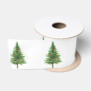 Grüne Pine Tree Weihnachtsbälle Satinband