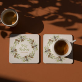 Grüne Pinien Weihnachtsfeier 2 Rechteckiger Pappuntersetzer