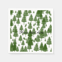 Grüne Pinienbäume Rustikales Land Hochzeit Napkins