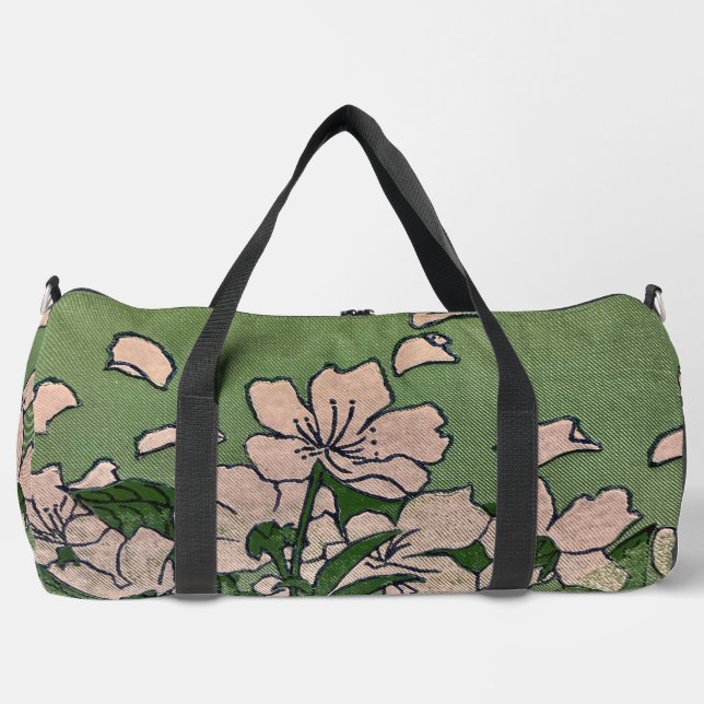Grüne Pink Blossom Duffle Bag (Vorderseite)