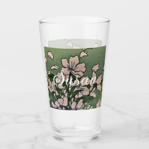 Grüne Pink Blossom Glas