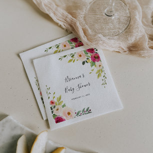 Grüne Pink Blush Blush Bloral Baby Dusche Napkins Serviette