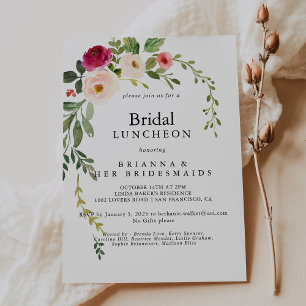 Grüne Pink Blush Bridesmaids Dusche Luncheon Einladung