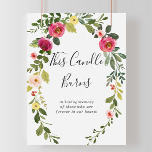Grüne Pink Blush Floral Diese Kerze Brennt Schild
