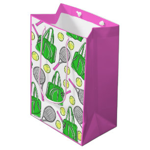 Grüne Pink Tennis Racquet Beutel Preppy Geschenkta Mittlere Geschenktüte