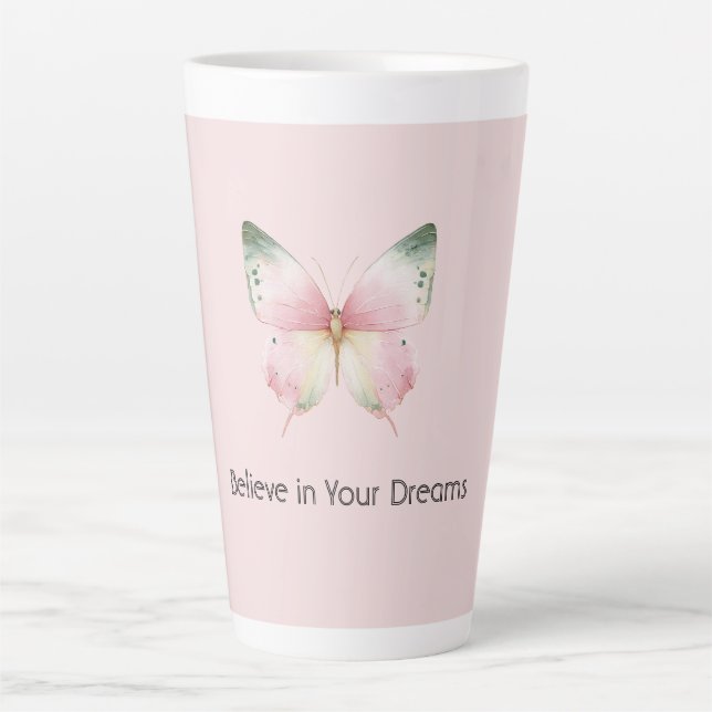 Grüne Pink Weiße Minze Schmetterling Milchtasse (Vorderseite)
