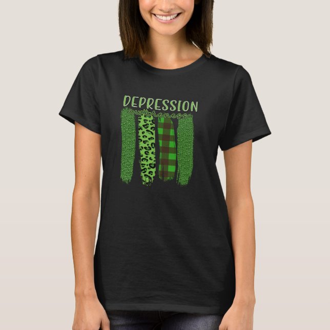 Grüne Pinselstrich Bewusstsein psychische Gesundhe T-Shirt (Vorderseite)