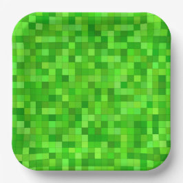 Grüne Pixel Pappteller