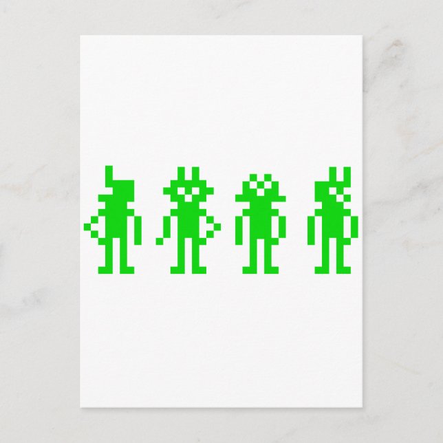 grüne Pixel-Roboter Postkarte (Vorderseite)