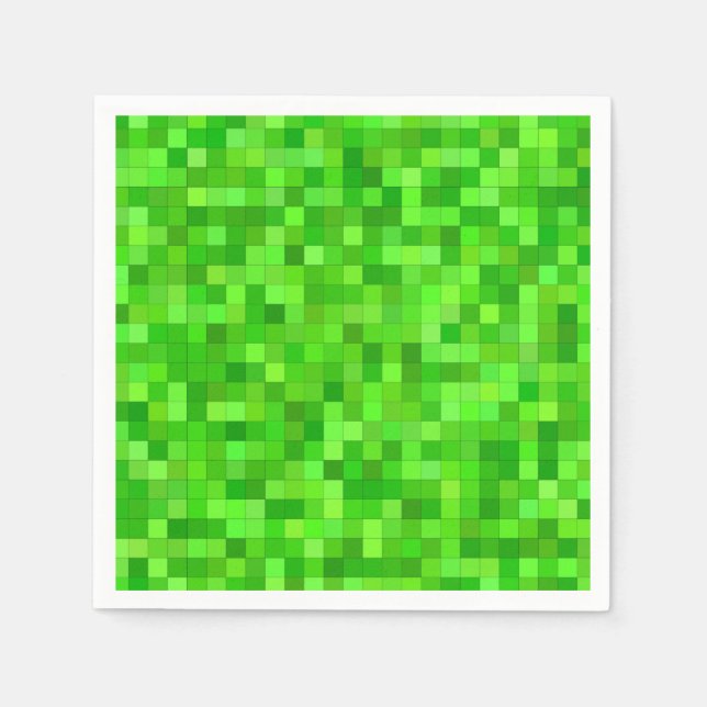 Grüne Pixels Geburtstagsparty Serviette (Vorderseite)
