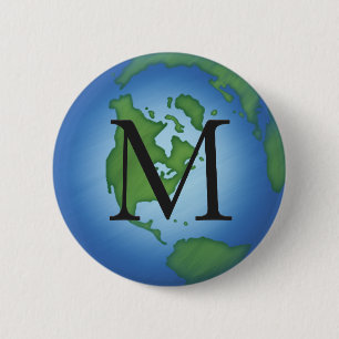 Grüne Planet Erde Umwelt Monogrammatikalisch Button