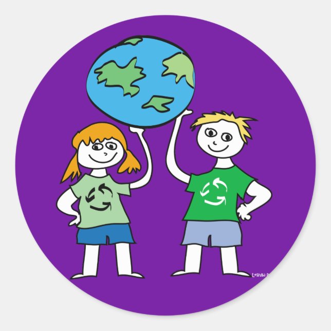 Grüne Planet Kinder Aufkleber (Vorderseite)