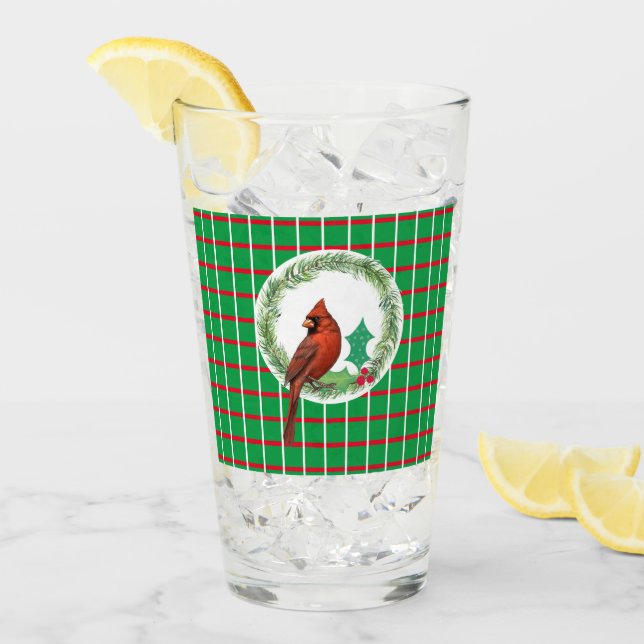 Grüne Plätze mit Rot-Weiß-Leinen-Glas-Cup Glas (Vorderseite Ice)