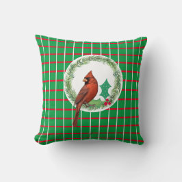 Grüne Plätze mit roten und weißen Linien Kissen