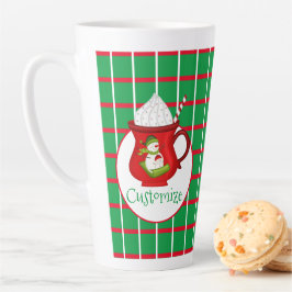 Grüne Plätze mit roten und weißen Linien, Latte Ta Milchtasse