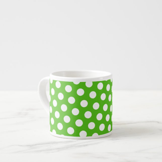 Grüne Polka-Dot-Espresso-Tasse Espressotasse (Vorderseite Links)