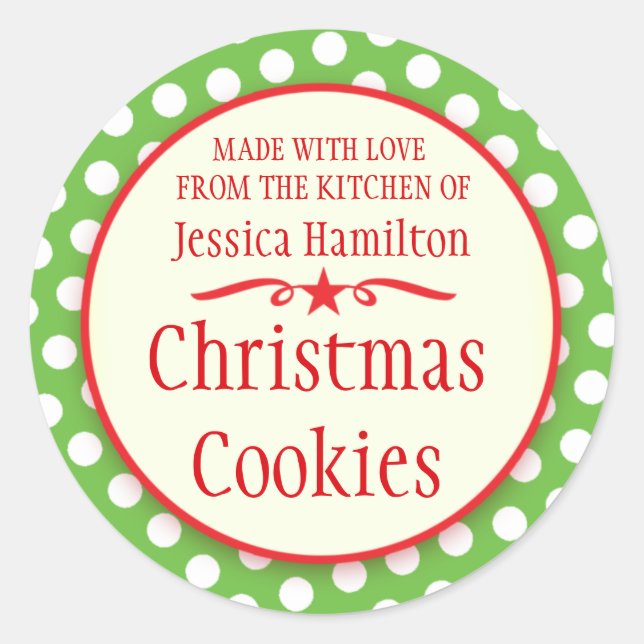 Grüne Polka dots Kekse Tauschgeschenk-Aufkleber Runder Aufkleber (Vorderseite)