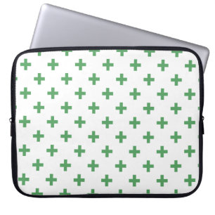 Grüne Polka kreuzt auf Weiß Laptopschutzhülle