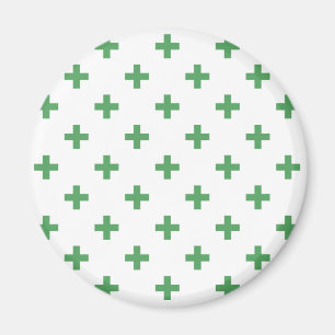 Grüne Polka kreuzt auf Weiß Magnet