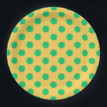 Grüne Polka-Punkte auf Gelb Pappteller<br><div class="desc">Grüne Polka-Punkte auf Gelb</div>
