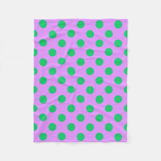 Grüne Polka-Punkte auf Lila Fleecedecke (Vorderseite)