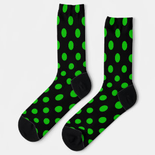 Grüne Polka-Punkte aus schwarzem Hintergrund Socken