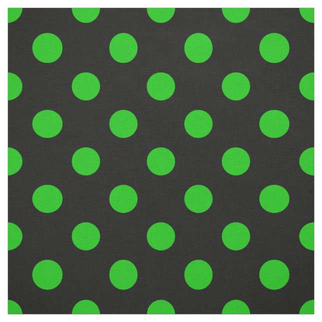 Grüne Polka-Punkte aus schwarzem Hintergrund Stoff (Muster)