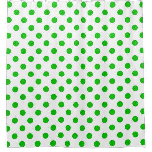 Grüne Polka-Punkte mit weißem Hintergrund Duschvorhang