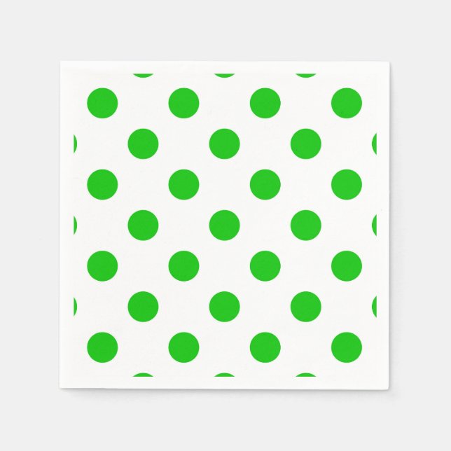 Grüne Polka-Punkte mit weißem Hintergrund Serviette (Vorderseite)