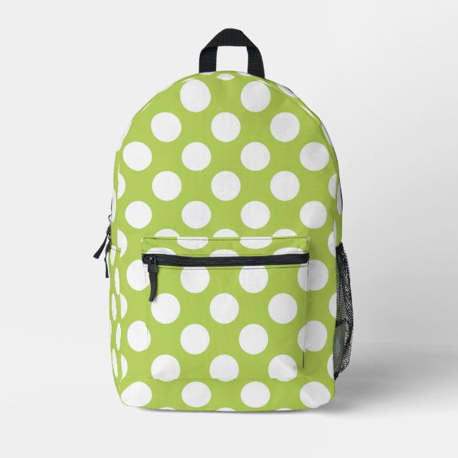 Grüne Polka-Punkte, Polka-Dot-Muster, Punkte, gepu Bedruckter Rucksack (Vorderseite)