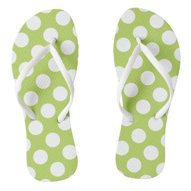 Grüne Polka-Punkte, Polka-Dot-Muster, Punkte, gepu Flip Flops (Fußbett)