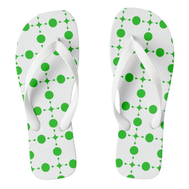 Grüne Polka-Punkte, Polka-Dot-Muster, Punkte, gepu Flip Flops (Fußbett)