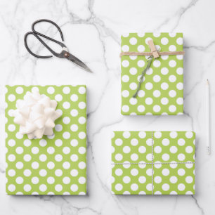 Grüne Polka-Punkte, Polka-Dot-Muster, Punkte, gepu Geschenkpapier Set