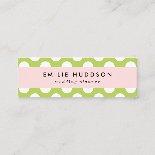 Grüne Polka-Punkte, Polka-Dot-Muster, Punkte, gepu Mini Visitenkarte (Vorderseite)